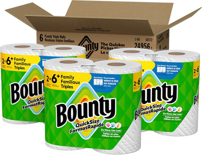 Bounty Quick Size Paper Towels, White, 8 Family Rolls