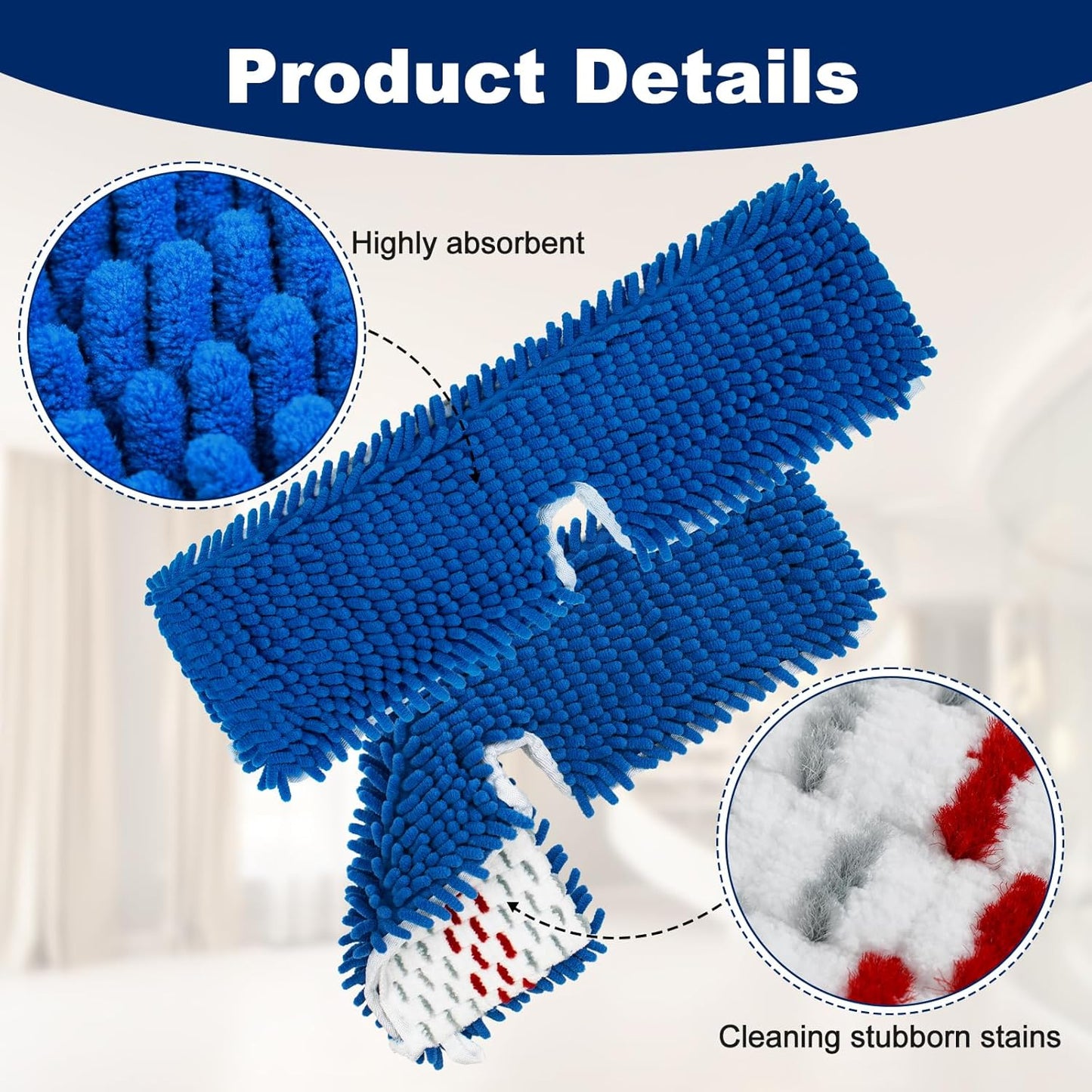 4 Pack Mop Heads Replacements Compatible with O-cedar Dual-Action Flip Mop,Microfiber&Chenille Mop Replace Head for Dry/Wet Use,Double-sided,Reusable and Washable Dust Mop Refills for Floor Cleaning