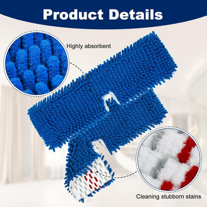 4 Pack Mop Heads Replacements Compatible with O-cedar Dual-Action Flip Mop,Microfiber&Chenille Mop Replace Head for Dry/Wet Use,Double-sided,Reusable and Washable Dust Mop Refills for Floor Cleaning