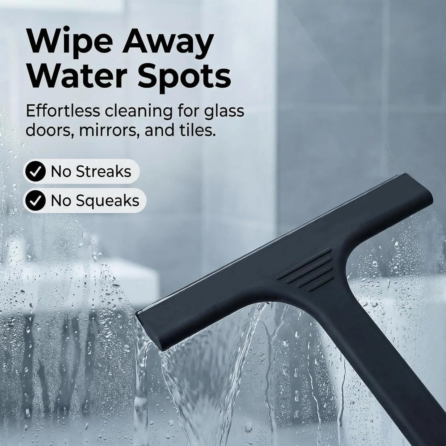 Silicone Shower Squeegee - All-in-One Design with Built-in Hook, 10 Inch Streak-Free Bathroom and car Cleaner for Glass Doors, Mirrors, Windows, Tiles Purple