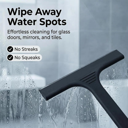 Silicone Shower Squeegee - All-in-One Design with Built-in Hook, 10 Inch Streak-Free Bathroom and car Cleaner for Glass Doors, Mirrors, Windows, Tiles Purple