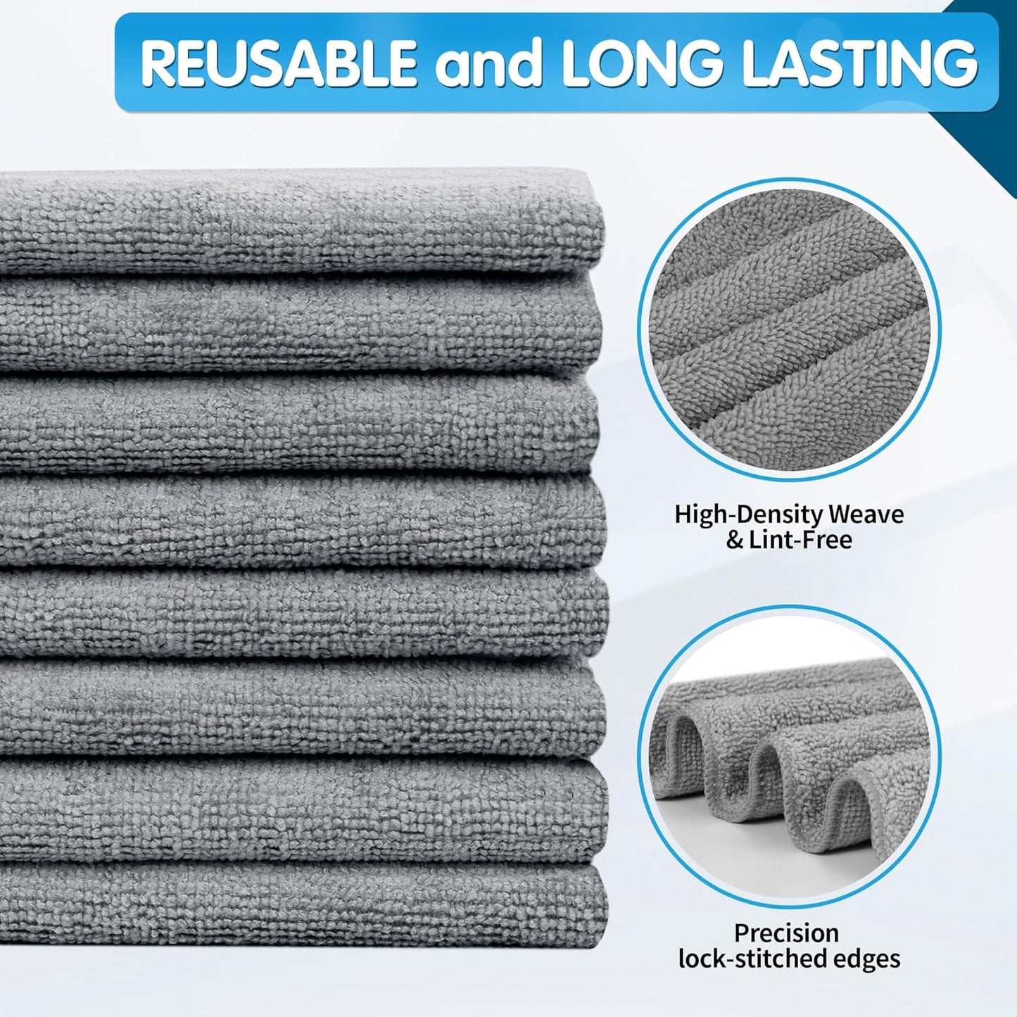 FIXSMITH Microfiber Cleaning Cloth - Pack of 8, Size: 12 x 16 in, Multi-Functional Cleaning Towels, Highly Absorbent Cleaning Rags, Lint-Free, Streak-Free Cleaning Cloths for Car Kitchen Home