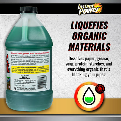 Instant Power Septic Shock - Septic Tank Treatment, Drain Cleaner Liquid Clog Remover for Septic Systems - 67.6 Fl Oz 1 Pack