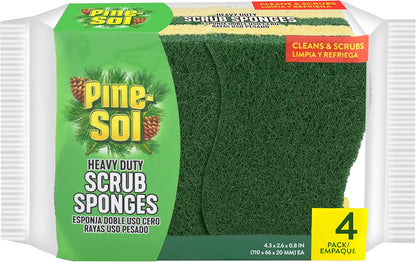 Pine-Sol Heavy Duty Scrub Sponges - Double Sided Dish Scrubber with Scouring Pad - Kitchen Essentials for Dishwashing and Cleaning Supplies, 6 Pack