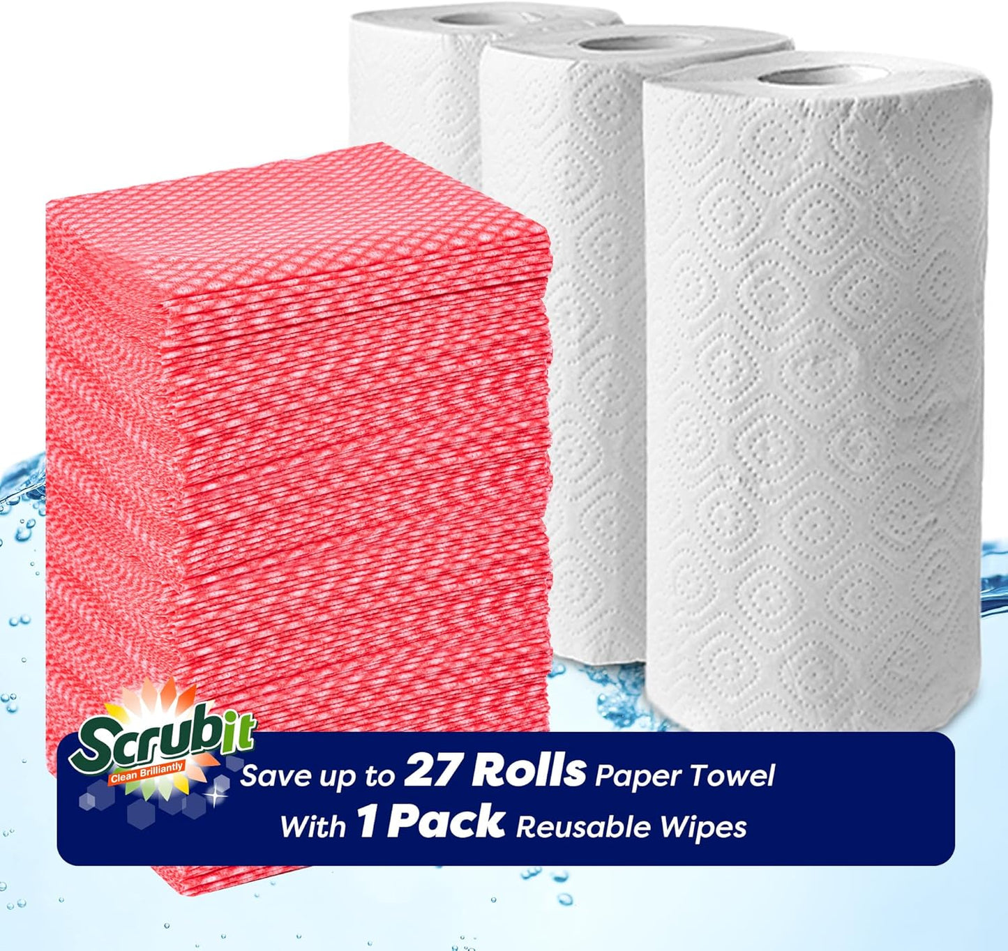 SCRUBIT Reusable Cleaning Wipes, Handy Wipes for Kitchen and Office - Dish Cloths for Washing Dishes - Multi Purpose Disposable Cleaning Towels (12 x 20 in) 72 Pack (Yellow)
