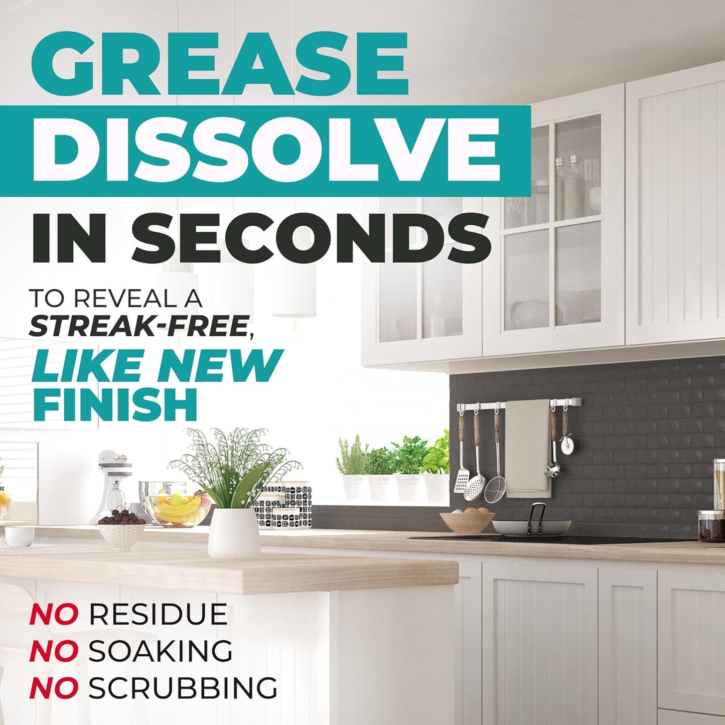 Kitchen Cabinet Cleaner – Gentle, Residue-Free and Effective Everyday Degreaser & Grime Remover for Wood, Painted and Finished Furniture - Complete with Cleaning Brush & Cabinet Cleaner Spray 32oz