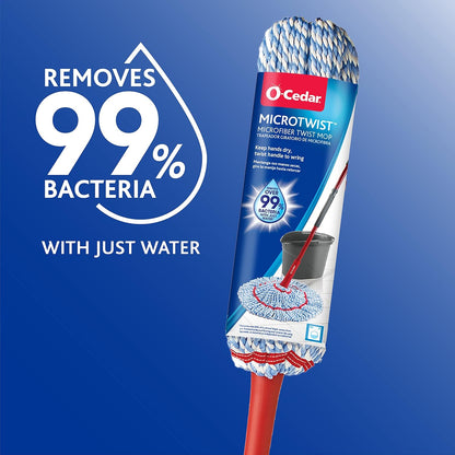 O-Cedar MicroTwist MAX Microfiber Twist Mop with 1 Extra Refill | Features Hands-Free Wringing | Extra Large 18-Inch Mop Head | Safe on All Floor Types