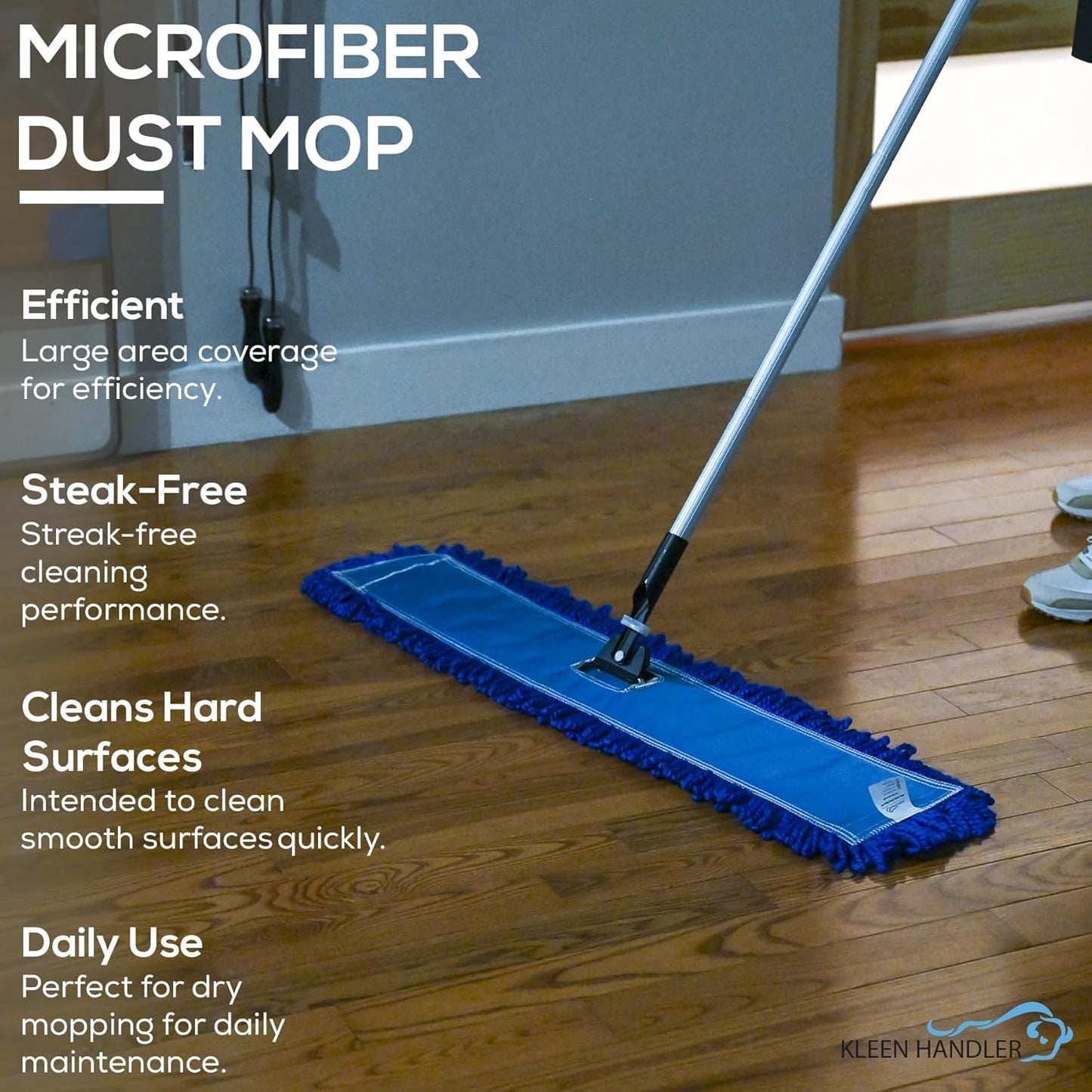 Kleen Handler 24 inch Microfiber Dust Mop | Medium Washable Commercial Mop Head Replacement, Pack of 3
