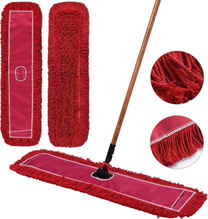 Matthew Cleaning 24'' Industrial Strength Cotton Dust Mop Refill Washable Replacement Heads for Residential & Commercial Use Fit Standard Dust Mop Frames, Hardwood, Laminate, Concrete Floors 3 Pack