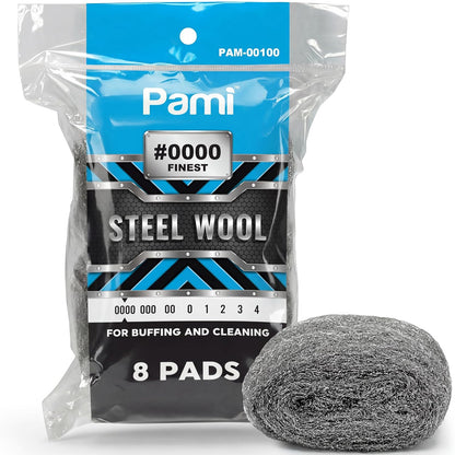 PAMI Extra Coarse #4 Stainless Steel Fiber Sponge Scrubbers Pack of 8 Steel Wool Pads Metal Sponges for Tough Cleaning Kitchen Bathroom