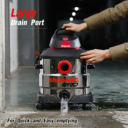 Shop-Vac 12 Gallon 6.0 Peak HP Wet/Dry Vacuum, Stainless Steel Tank, 3 in 1 Function Portable Shop Vacuum with Attachments, Drain Port, Ideal for Jobsite, Garage & Workshop. 5926211