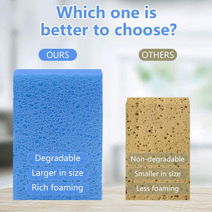 Cellulose Sponges, Large Size 4" x 6" x 1" - Heavy Duty Scrub Kitchen Sponge, Clean Tough Messes Without Scratching Kitchen Cleaning Pads, Pop Up Eco DIY (6 Pack), Green