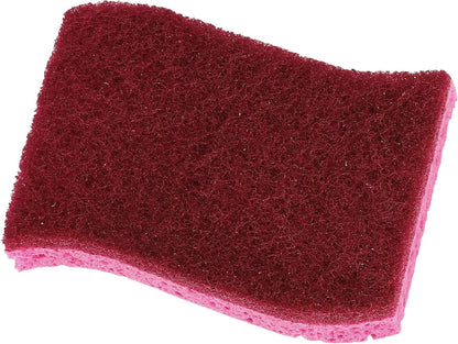 Non-Scratch Cellulose Sponge Kitchen Scrub Sponge with Scouring Pad Set, Good for Non-Stick Cookware Frying Pan, Pot, Counter Top, Sink Scrubbing, Kitchen Scrubbers, Pack of 2, (Red/Pink)