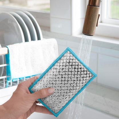 OGGI Bambou Odor-Free Scrubbing Sponges - Natural Scrub Sponges for Dishes, 91% Bamboo-Derived Rayon Cellulose Fiber, Reusable, Absorbent, Durable Scrubbers, Non-Scratch, Washable - 3 pcs, 7x4