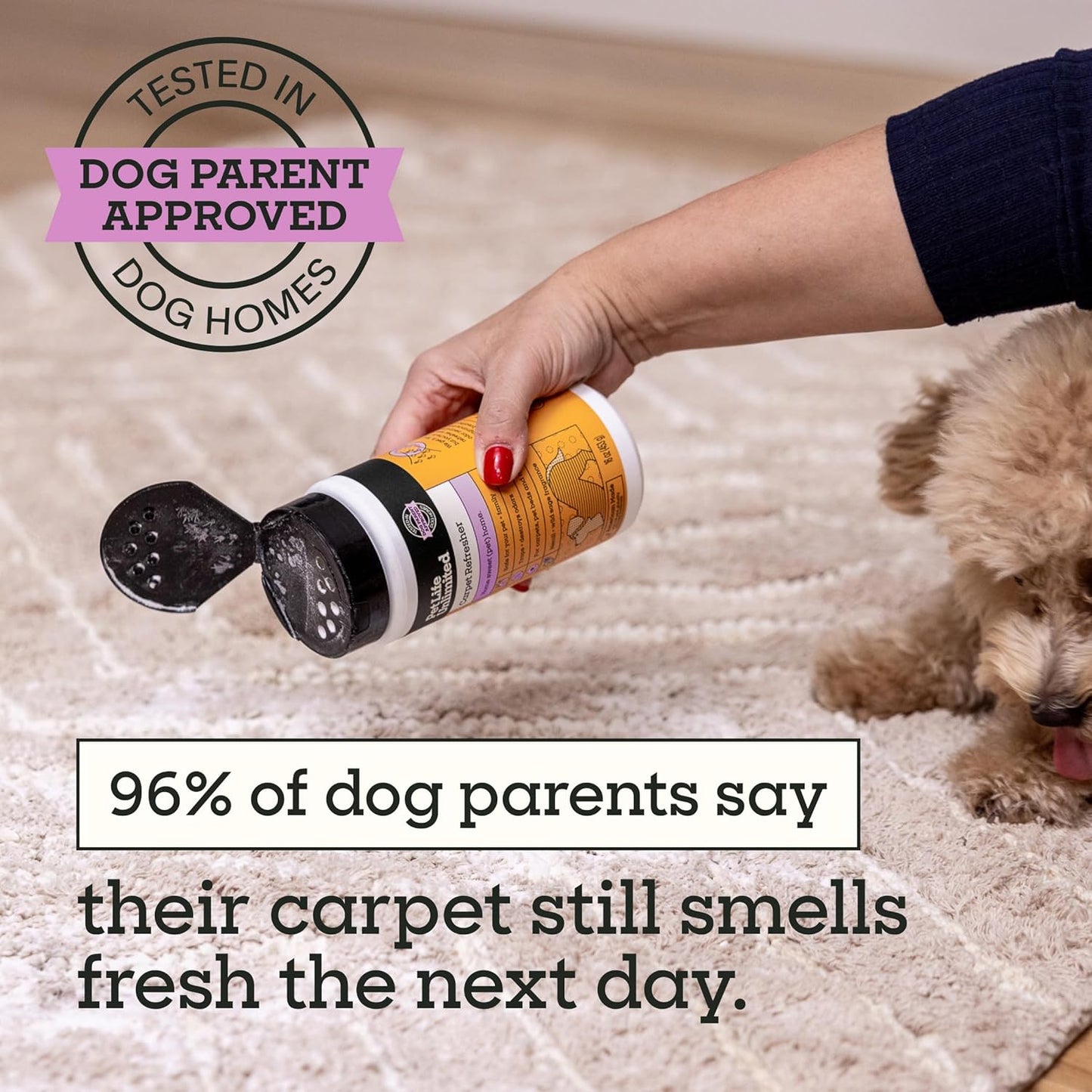 Pet Life Unlimited Carpet Deodorizer Powder, 16 oz, Strong Pet Odor Eliminator & Carpet Freshener, Plant-Based Juniper Leaf Scent, Pet Safe (Pack of 3)