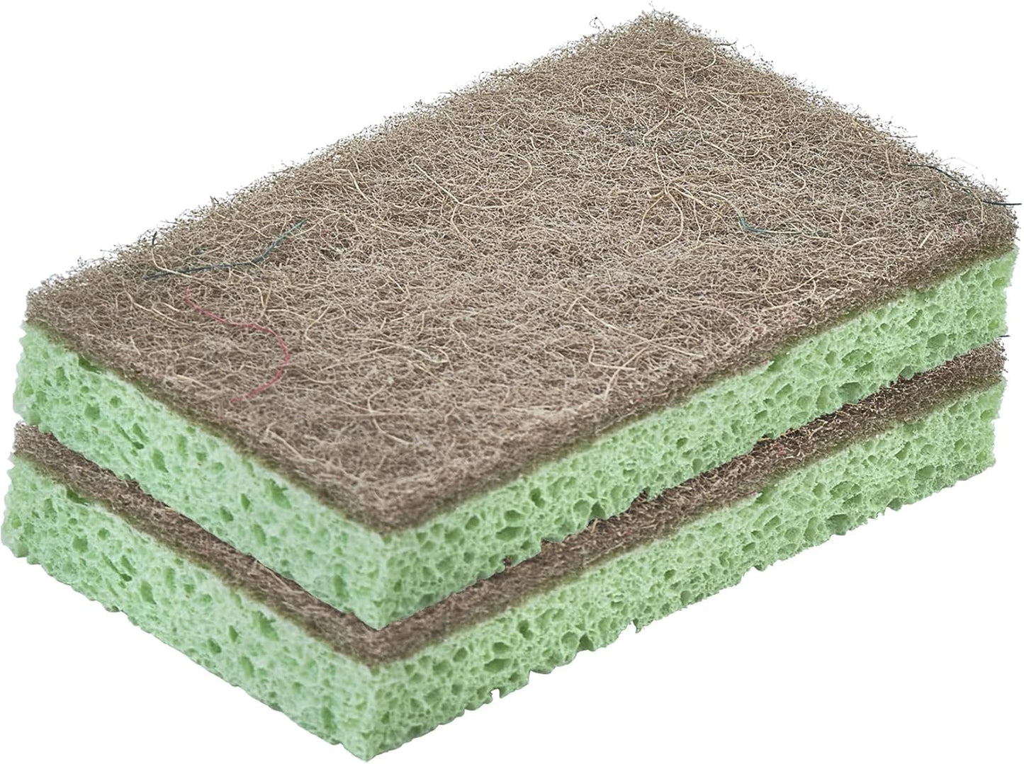 Non-Scratch Cellulose Sponge Kitchen Scrub Sponge with Scouring Pad Set, Good for Non-Stick Cookware Frying Pan, Pot, Counter Top, Sink Scrubbing, Kitchen Scrubbers, Pack of 2, (Red/Pink)