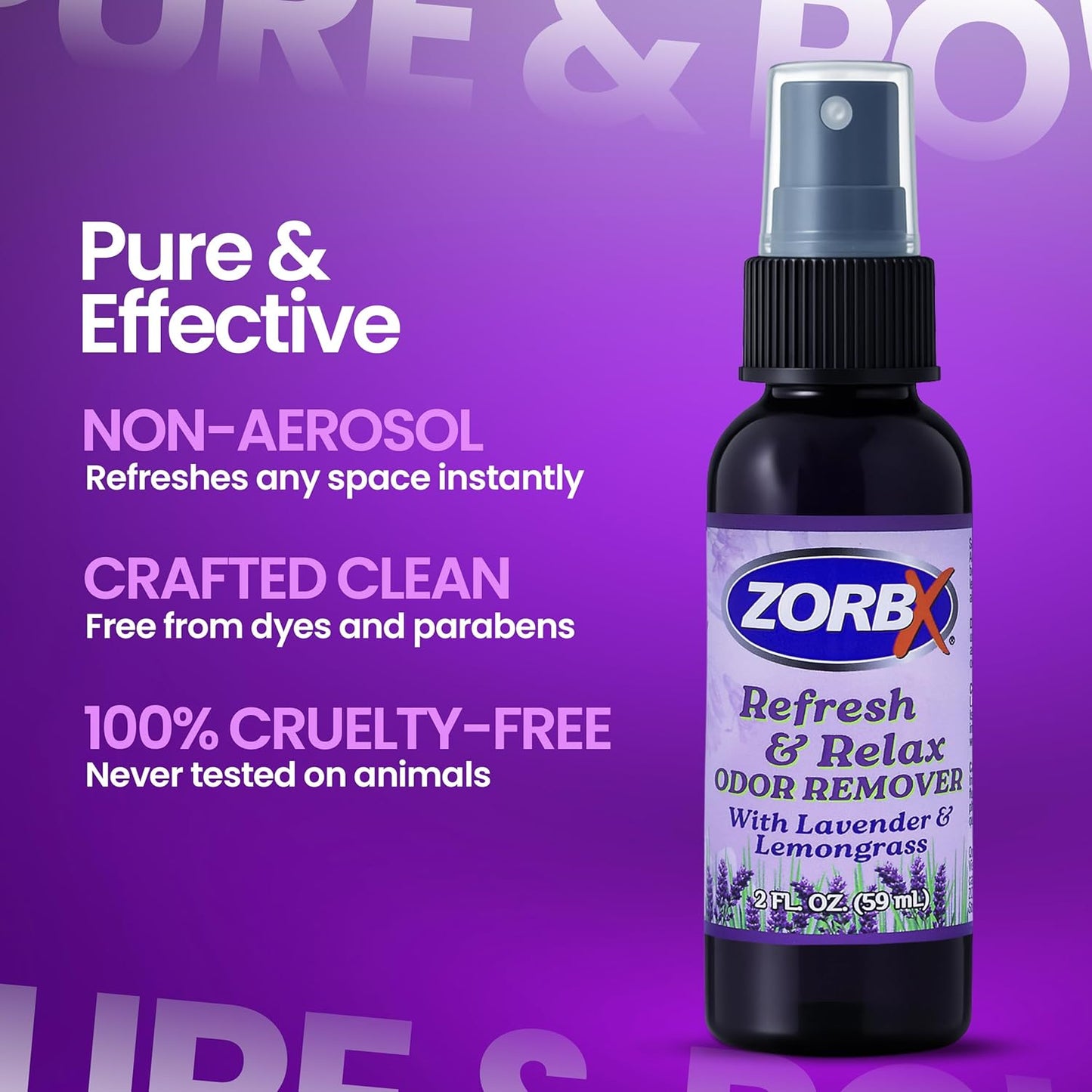 ZORBX Refresh & Relax Odor Remover Spray with Lavender & Lemongrass 8 Oz (Pack of 2) – Permanent Solution Room Freshener & Air Freshener Spray for Home, Bathroom, Furniture, Carpet, Car, Gym & Laundry