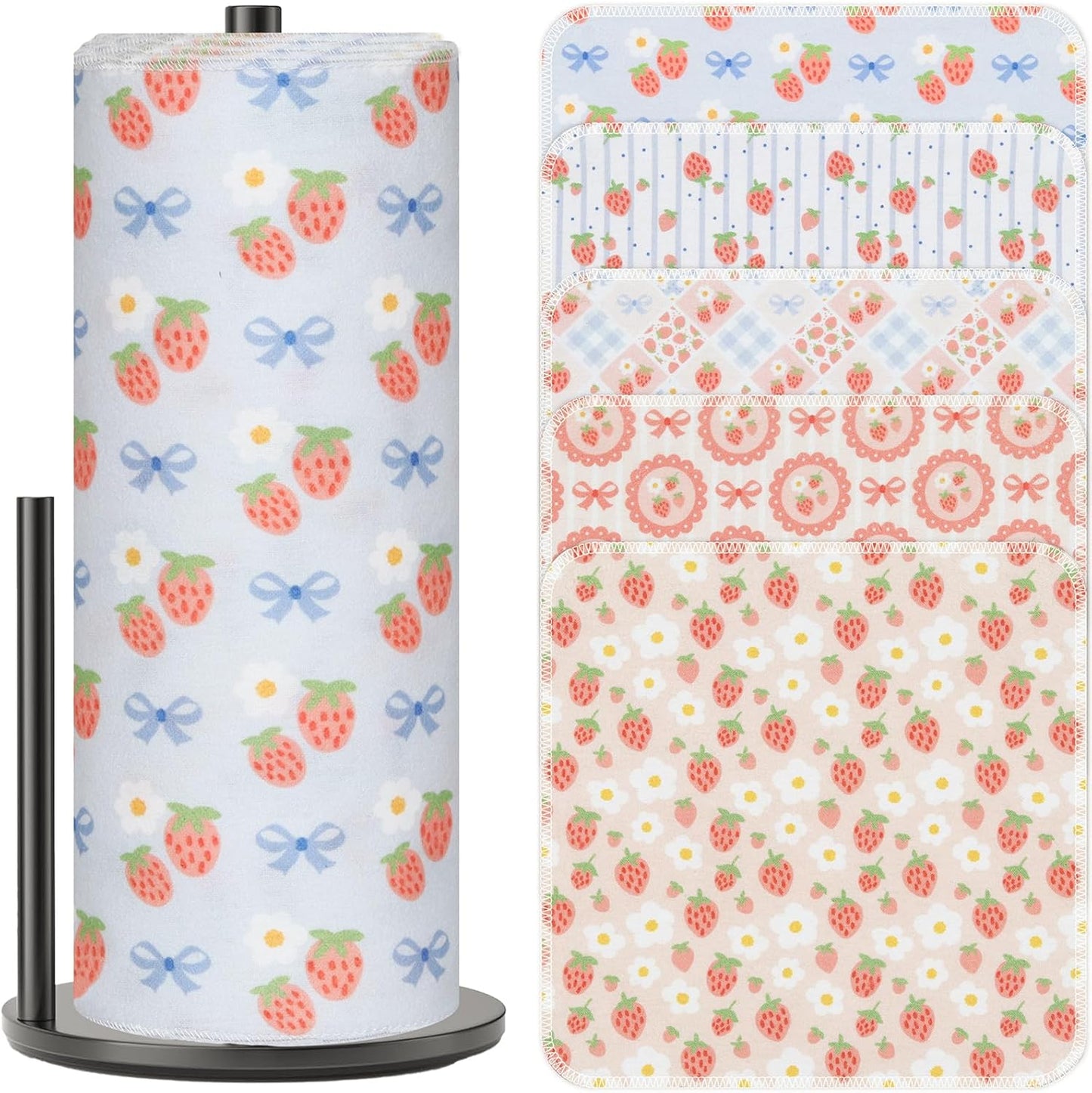 25 Pack Reusable Paper Towels, Paperless Towels Roll Washable Cotton Cloth for Kitchen Towels Zero Waste Products Alternative Paper Towels Alternative (Bohemian)