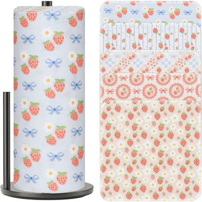 25 Pack Reusable Paper Towels, Paperless Towels Roll Washable Cotton Cloth for Kitchen Towels Zero Waste Products Alternative Paper Towels Alternative (Bohemian)