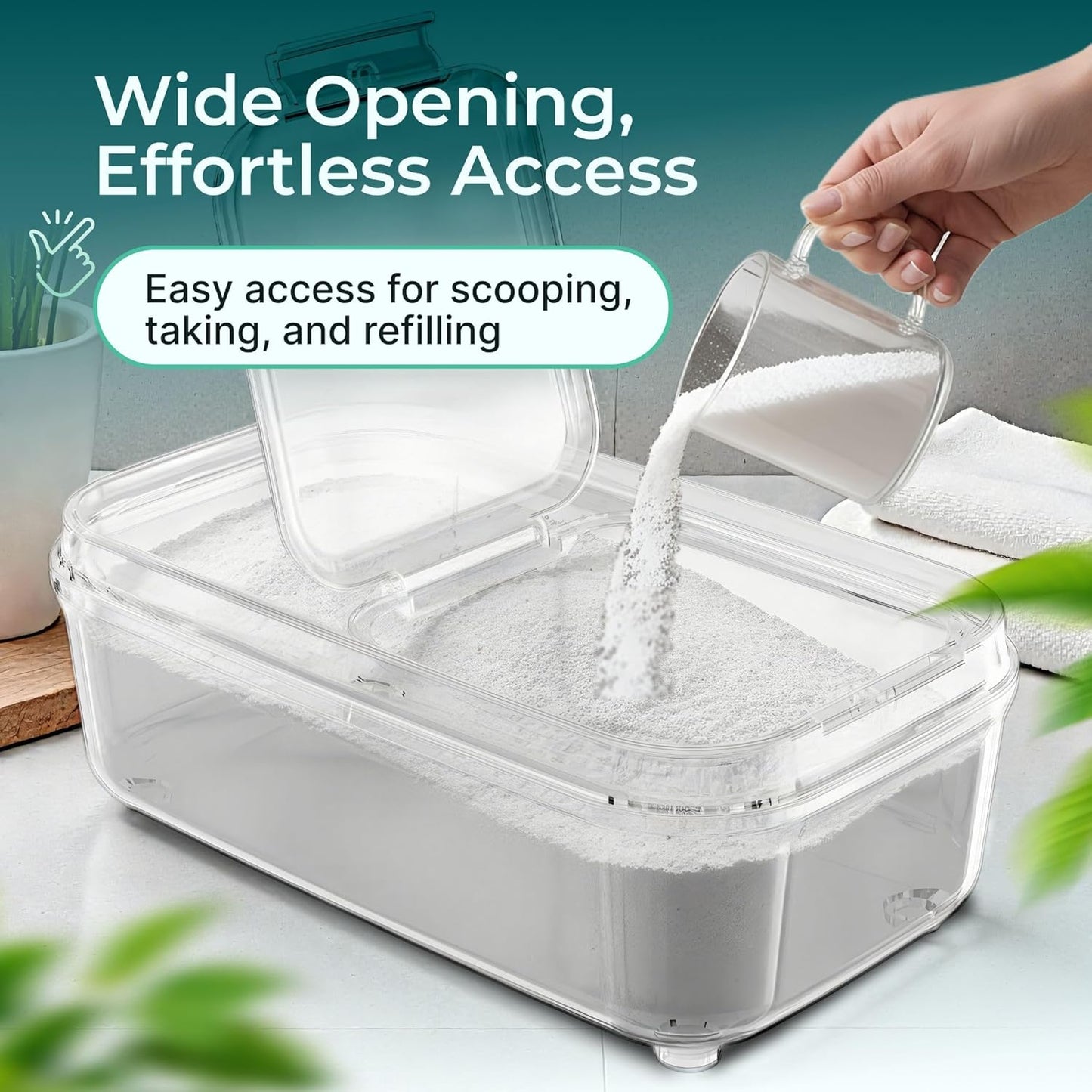 Skywin TidyFriend Laundry Pods Container with Lift Up Lid, 12.4" x 6.5" x 8.7", Airtight Storage Keeps Pods Fresh, Laundry Detergent Container & Dishwasher Pod Holder (Grey)