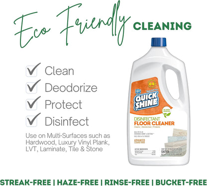 Quick Shine Disinfectant Floor Cleaner 27oz | Hospital Level Disinfectant Kills 99.9% Germs & Bacteria | Cleans w/Power of Hydrogen Peroxide & No Harsh Chemicals | Streak Free & Zero Residue