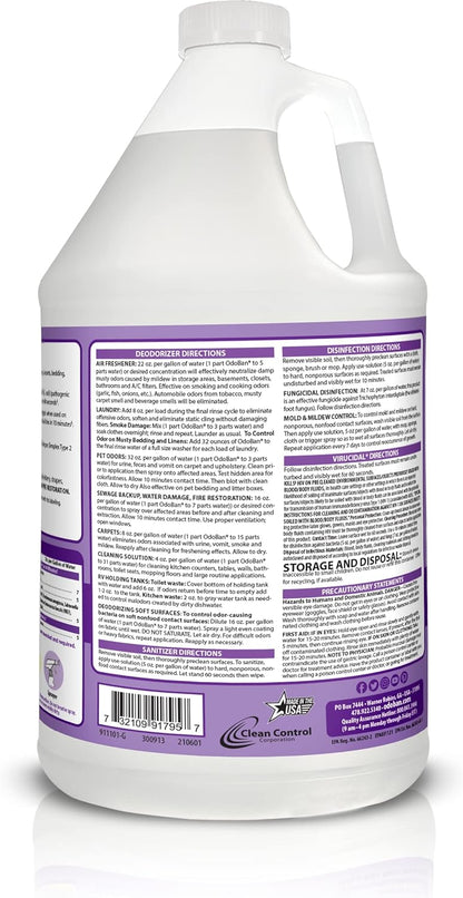OdoBan Ready-to-Use Disinfectant and Odor Eliminator, Made in the USA, Original Eucalyptus Scent, Set of 3, 2 Spray Bottles, 32 Ounces Each and 1 Gallon Concentrate