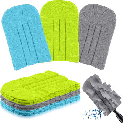 Zubebe 12 Pcs Duster Refill Reusable Fleece Duster Refills Feather Flat Dusters Multi Surface Washable Cleaning Pads Tools for Home, Blinds, Car, Pet, Furniture, Fans (Dark Color)