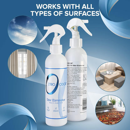 Zero Odor – Multi-Purpose Odor Eliminator - Air & Surface Odor – Patented Technology for Bathroom, Kitchen, Fabric, Closet- Smell Great Again, 16oz