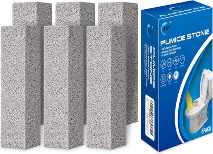4TH Pumice Stone for Toilet Bowl Cleaning,Pumice Stick Powerfully Away Limescale Stain,Hard Water Ring, Calcium Buildup,Iron&Rust. Remover for Tile/Bath-tub/Sink/Grill - 6 Pack