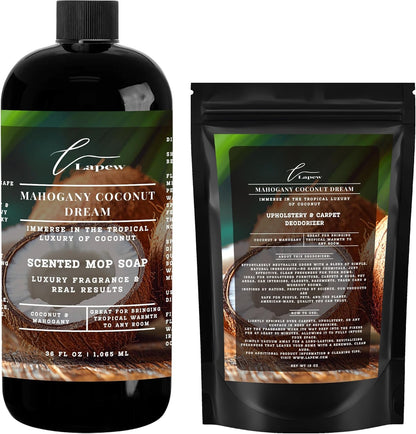 Lapew Black Sea Scented Cleaning Bundle | Carpet Deodorizer Powder (16 oz) & Mop Soap Concentrate (36 oz) | Pet-Friendly Odor Eliminator - Colors A