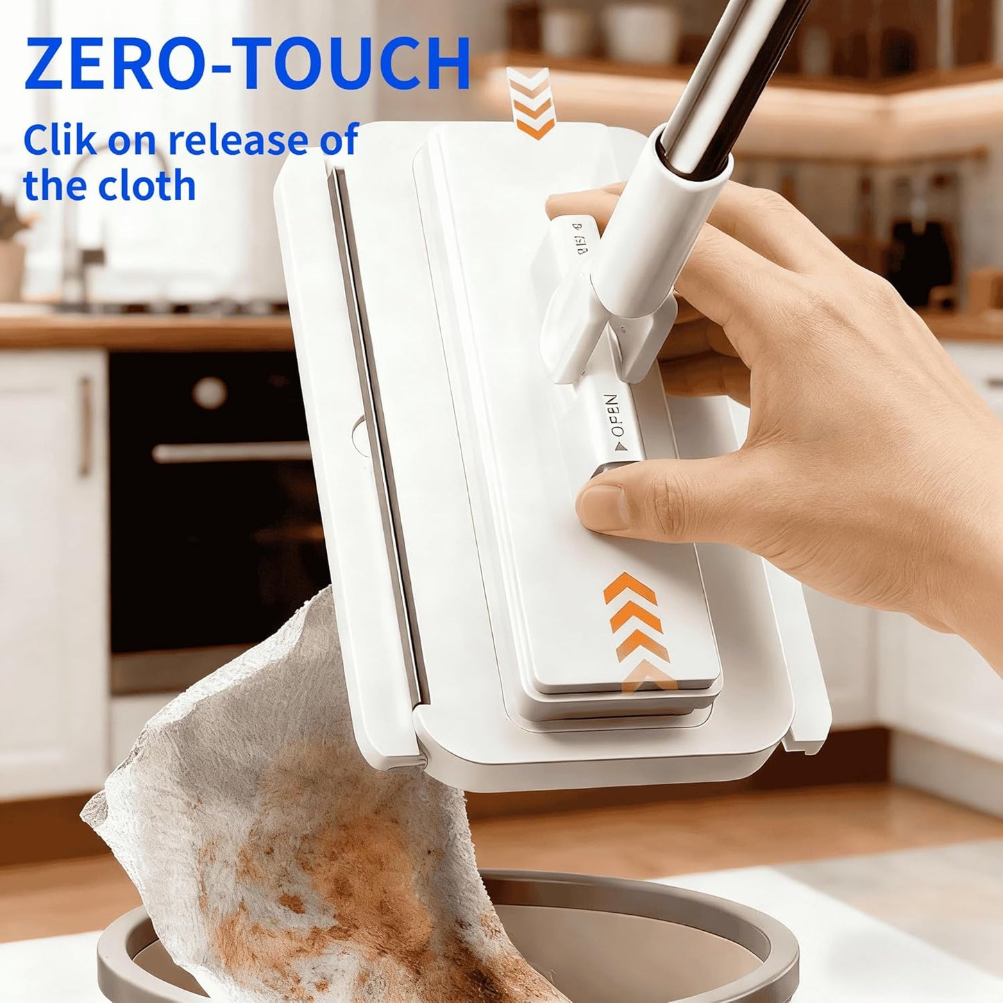 Snap-Grip Mini Mop with 39in Handle — INWEJIA Zero-Touch Gap Dust Cleaner & Locking Head, Disposable Lazy Mop Wet and Dry for Kitchen Bathroom Toilet Corners Window Wall Cleaning