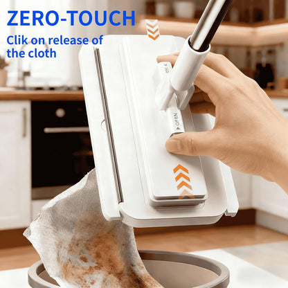Snap-Grip Mini Mop with 39in Handle — INWEJIA Zero-Touch Gap Dust Cleaner & Locking Head, Disposable Lazy Mop Wet and Dry for Kitchen Bathroom Toilet Corners Window Wall Cleaning