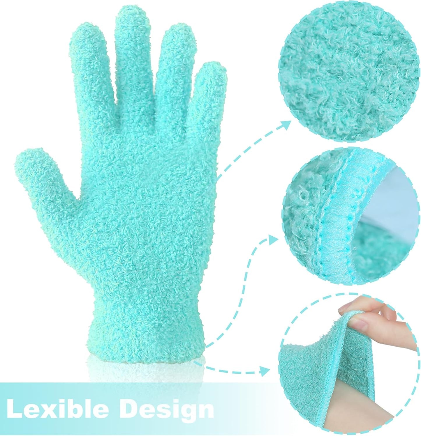 Universal Reusable Plush Microfiber Gloves for Cleaning and Dusting, Soft Dusting Gloves for Furniture, Blinds, Car Interior, and Electronics