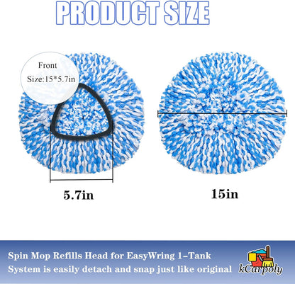 4 Pack Spin Mop Replacement Heads Compatible for O Ceda EasyWring 1-Tank Triangle System, Microfiber Mop Refills for 5.9inch Core,Deep Cleaning, Included Base and Handle
