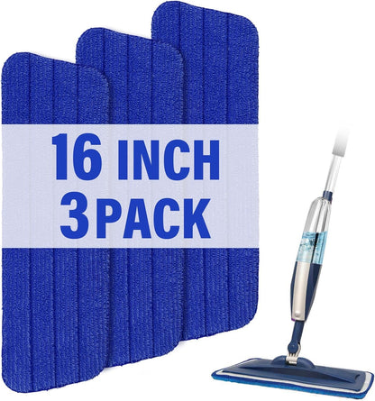 16.5 inch Mop Pads Refills, 3 Pack Microfiber Reusable Replacement Mop Pads Flat Replacements Heads for Wet Or Dry Floor Cleaning and Scrubbing, Grey Tassel Cloth