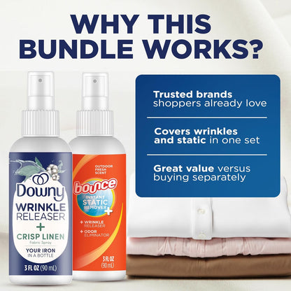 Downy Wrinkle Release Spray Bundle w/Bonus 3oz Bounce Spray Sample - 3 Pack