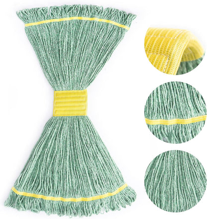 Matthew Cleaning Heavy Duty Mop Head Commercial Replacement for General and Floor Cleaning , Wet Industrial Blue Cotton Looped End String Head Refill (Pack of 6) Blue