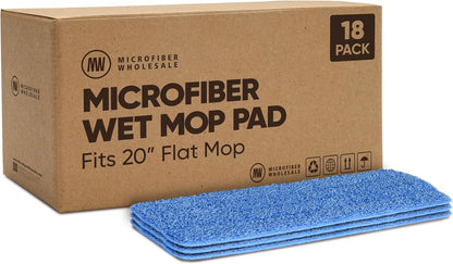 Microfiber Wholesale 18 inch Microfiber Mop Pads - Machine Washable, Reusable, Refills & Replacement Wet Mop Heads Compatible with Any Microfiber Flat Mop System (3 Pack)