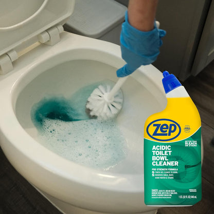 Zep Acidic Toilet Bowl Cleaner - 32 oz (Case of 4) - ZUATBC324 - Experience the Ultimate Cleaning Power with Our 2x Thicker Clinging Formula, Designed to Deliver a Professional-Quality Clean