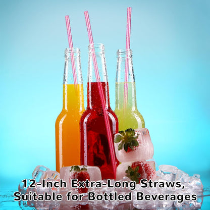 NiHome 12-Pack Glitter Replacement Straws for Stanley Tumbler 40OZ & 2 Cleaning Brushes Set, 12" Length BPA-Free Durable PETG Material for Various Beverages & Cups, Adds Sparkle to Your Drinks (Clear)