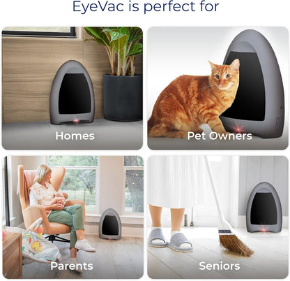 EyeVac Home Touchless Vacuum Automatic Dustpan - Great for Sweeping Pet Hair Food Dirt Kitchen - Ultra Fast & Powerful, No More Bending Down, Bagless, Corded, Automatic Sensors, 1000 Watt (White)