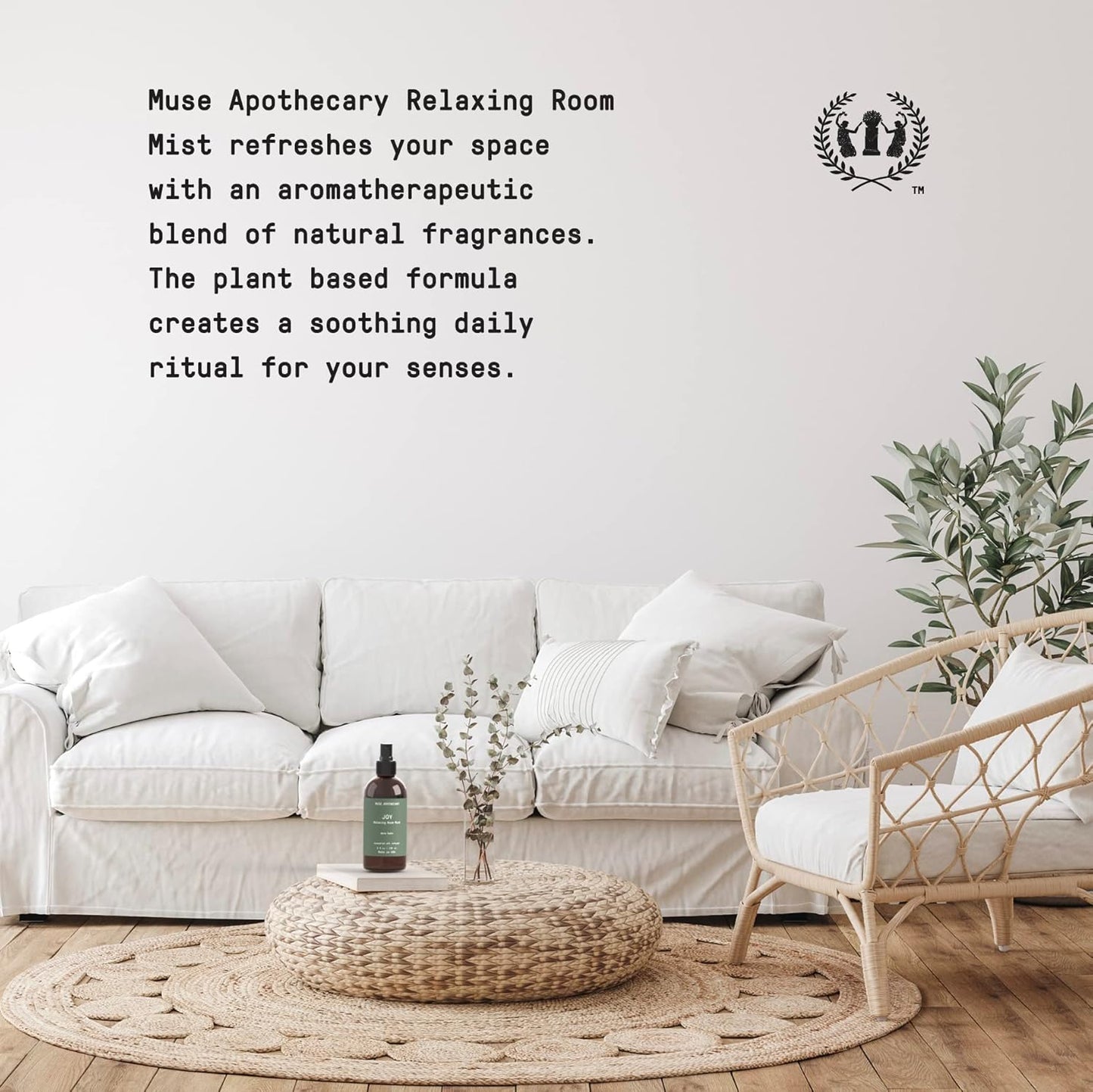 Muse Apothecary Room Ritual - Aromatic and Relaxing Room Mist, 4 oz, Infused with Natural Essential Oils - Aloe + Eucalyptus + Lavender