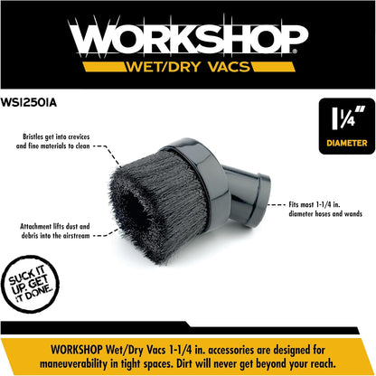WORKSHOP Wet/Dry Vacs Shop Vacuum Accessories WS25001A Dusting Brush Attachment for Wet Dry Vacuum Cleaners, Fits 2-1/2-inch Extension Wands and Hoses