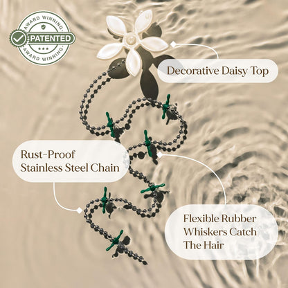 DrainWig Shower Drain Hair Catcher – Disposable Bathroom Hair Trap, Easy to Install in Shower Drain Cover, Helps Prevent Clogs – As Seen on Shark Tank – White Flower (2-Pack)
