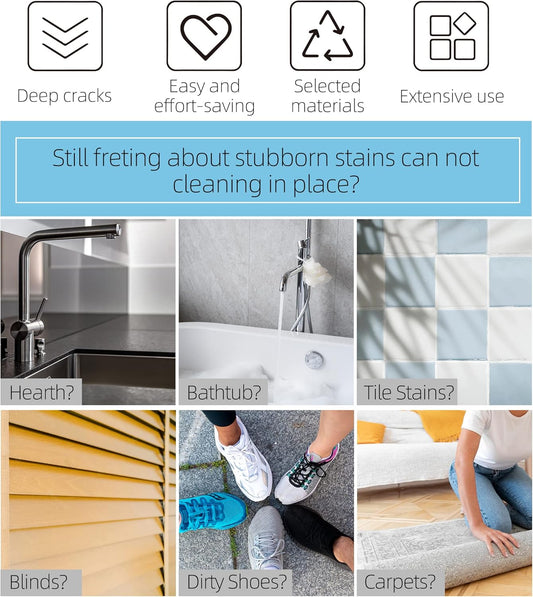 2-Pack Scrub Brush for Cleaning with Long Handle,Medium Firm Brush Bathroom Cleaning Supplies and Bathtub Cleaner and Shower Cleaning Brush,Multi-Scene Use for Kitchen or Carpet Brush,White&Blue
