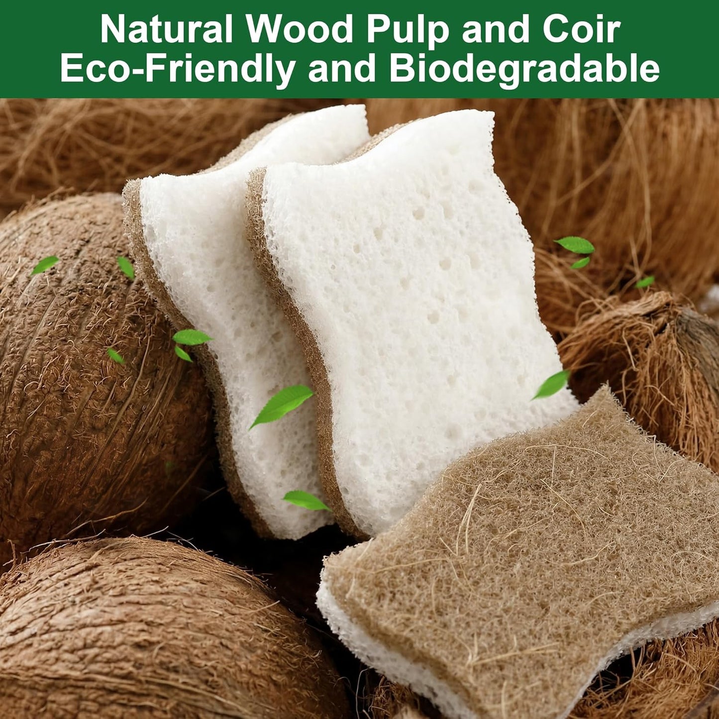 LILAC Natural Cellulose Sponges for Dishes - Ergonomic Non-Scratch Kitchen Scrub Sponges - 100% Biodegradable & Eco-Friendly Cleaning Sponges for Non-Stick Cookware, Bathroom & Household (10 Pack)