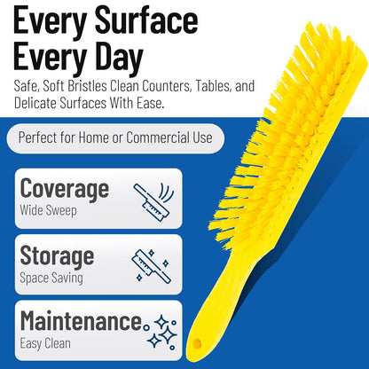 SPARTA Handheld Soft Counter Brush 8 Inch Bristle Span, Multi-Use Dust Brush with 5 Inch Handle for Tables, Countertops, and Delicate Surfaces, Polyester, Orange