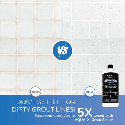 AQUA-X 16 Oz. Grout Sealer, Clear Grout and Tile Sealer, Natural Finish, Professional Grade, Indoor & Outdoor, Fast Dry and Long Lasting Protection