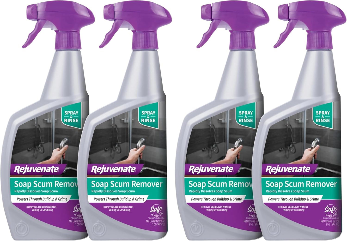 Rejuvenate Soap Scum Remover Easily Dissolves Soap Scum Without Scrubbing, 32 Ounces, 2 Pack