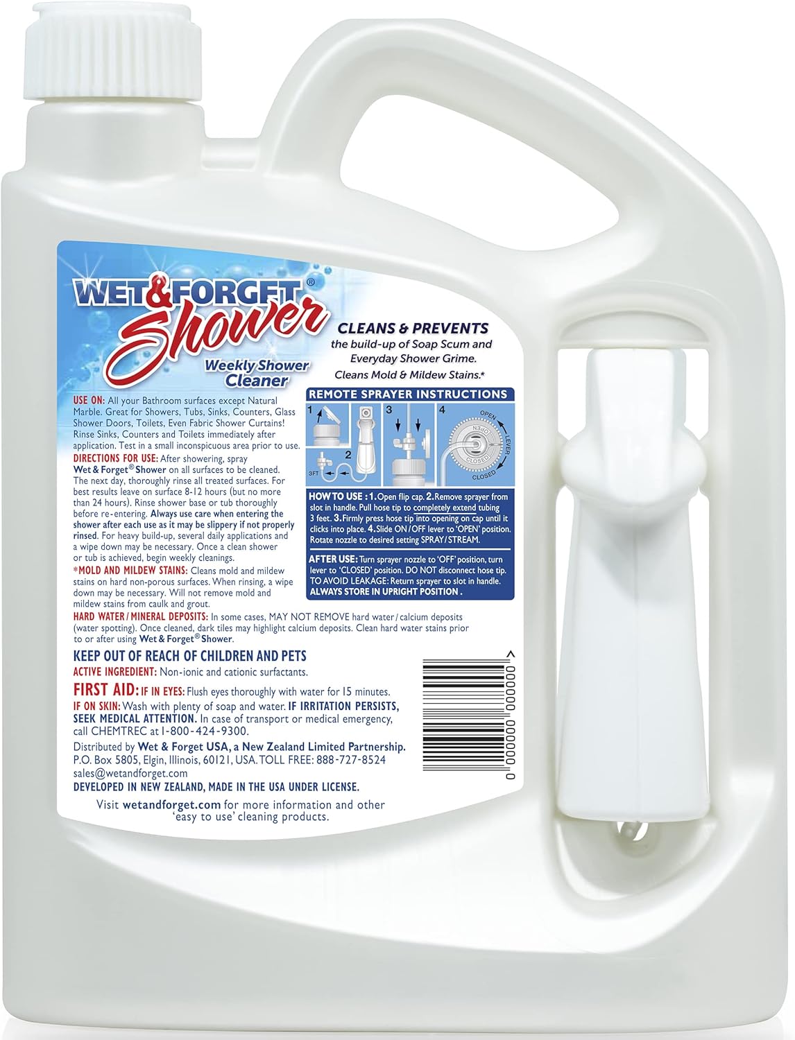 Wet & Forget Shower Cleaner Weekly Application Requires No Scrubbing, Bleach-Free Formula, 64 Ounce (Pack of 1)